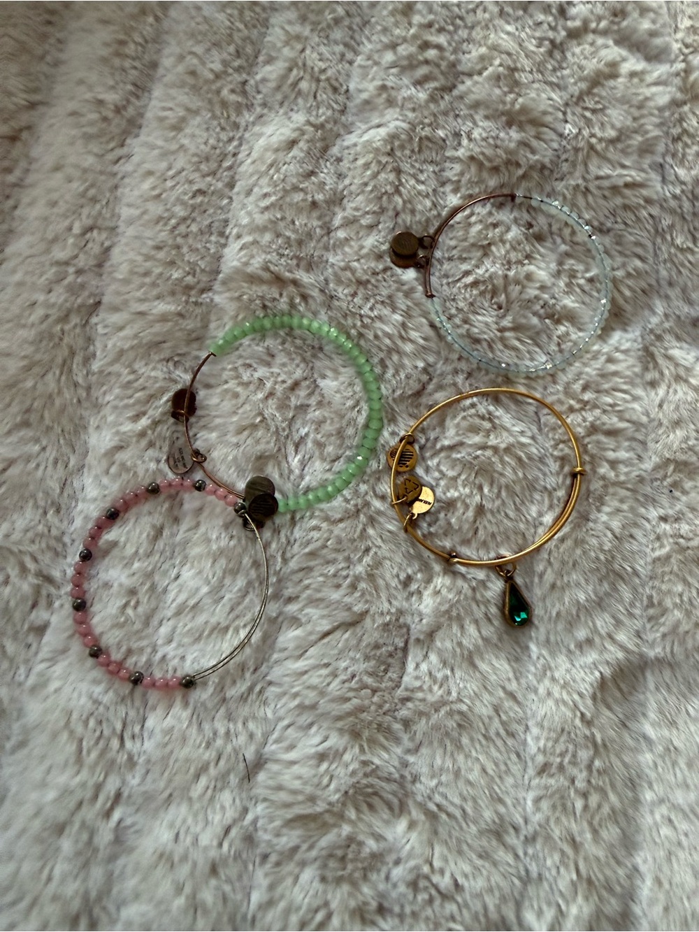 Stackable Women's Charm Bangle Bracelets - Pink, Green, Clear, Gold